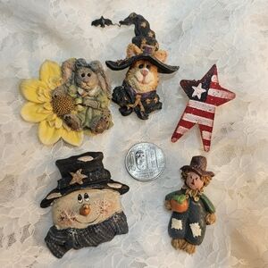 Holiday Lapel Pins • Vintage • Set of 5 • Brooch • Boyds Bears • Christmas